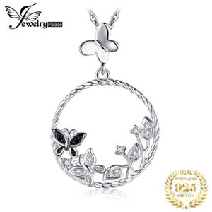 Wholesale gemstone silver pendant resale online - JewelryPalace Butterfly Flower Sterling Silver Pendant Natural Black Spinel Gemstone Necklace Women Jewelry No Chain