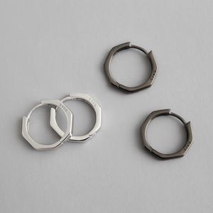 Versione coreana S925 puro cool ottagonale anello femminile tasto personalità street versatile argento orecchio ornamento maschio