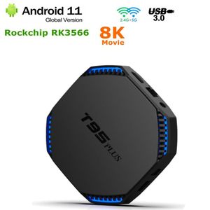 T95 Plus RK3566 Android 11 TV Smart TV Box 8GB RAM 64GB ROM رباعية النواة 4G32G 8K مشغل الوسائط 1000M 2.4 / 5G المزدوج باند واي فاي BT 4.0 VS H96 MAX 3566 مع عرض