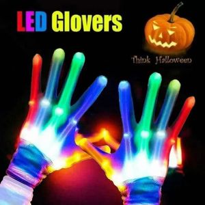 Fidget Toys LED Party Single Gloves Luminous Flashing Skull Glove Halloween Toy Stage Costume Christmas Supplies Striking At The Partys