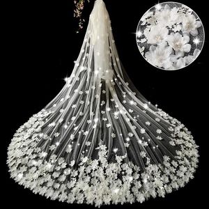 Welony ślubne Katedra Weil Bride Shining Starlight Tkanina 3D Trójwymiarowy kwiat