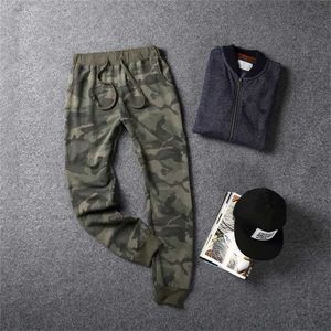 Men's Ladies' Couple Camouflage Military Cotton Pants Camp Training Army Green Knitted Long Fit Elastic Ankle-length Trousers 211108