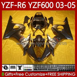 OEM FALTINGS ل YAMAHA YZF-R6 YZF R 6 600 CC YZF600 YZFR6 03 04 05 Body 95NO.59 YZF R6 600CC 2003 2004 2005 Cowling YZF-600 03-05 دراجة نارية هيكل السيارة كيت أسود لامع