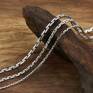 FNJ 925 Silver Necklaces for Jewelry Making 1.5mm 2mm 3mm Cross Bamboo Chain Original S925 Thai Silver Women Men Necklace Q0531