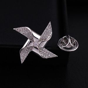 Pins, broscher micro inlays cz förgylld brooch lapel pin personlighet väderkvarn man eller dam krage mode prydnad smycken