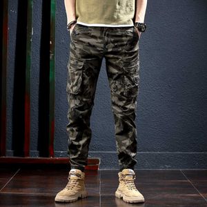 Moda Streetwear homens jeans multi bolsos calças de carga casuais para camuflagem militar tornozelo faixas calças hip hop corredores