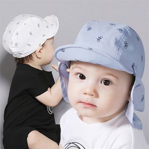 Portable print baby sun hatt barn spädbarn pojke tjej sommar kepsar för barn anti uv solskydd strand justerbara keps 211023