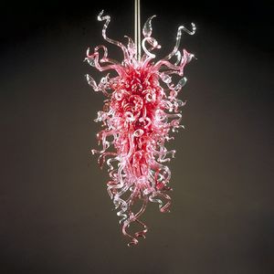 Nowoczesny Różowy Szklany Żyrandol Lampa Salon Wiszący LED Blow Home Art Oświetlenie 48 cali Długie na ślub świąteczne dekoracje 110-240V