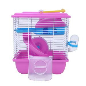 Małe dostawy zwierząt Dwuwarstwowa Hamster Cage Pet House Akrylowe Przenośne Zwierzęta Chinchilla czerwony