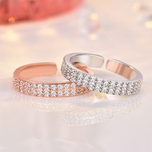 Double Two Row Cubic Zirconia Ring Band Rose Gold Iced Out Rings Ajusta para homens Men, Jóias de moda de casamento de casal de casal Will e Sandy