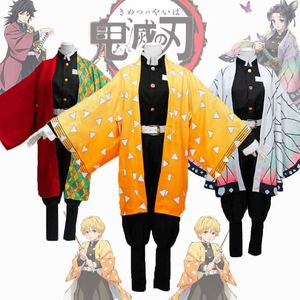 Anime Dämon Slayer Cosplay Erwachsene Kimono Agatsuma Zenitsu Kochou Shinobu Frauen und Männer Kimono Umhang Uniform Kostüm Sets Y0903