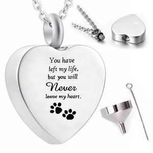 Heart-shaped cremation jewelry souvenir ashes urn pendant necklace-You have left my life but you will never leave my heart