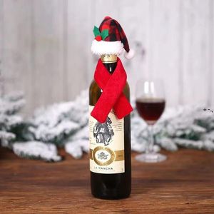 Rödvinflaska Täcker Scarf Hat Juldekorationer Bar Bärkare Inredning Champagne Vin Omslag Festivt Tillverkare LLD11690