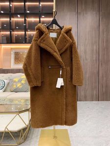 Women's Wool bear jacket MAX Teddy fur coat alpaca mara long hooded wide version