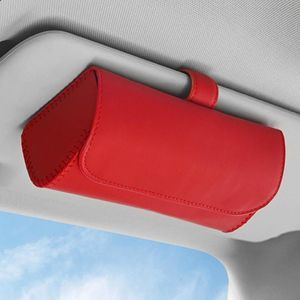 Other Interior Accessories Space Saving Solid Removable Durable Universal Sun Visor Mounted Car Glasses Case Sunglasses Holder PU Leather Li