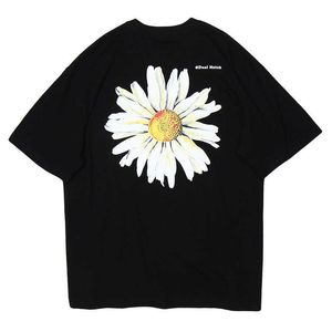 Bf Style Sunflower Printed Short Sleeve T-shirt Män Harajuku Lös T-shirt Mäns Fashion Oversized Hip Hop Kvinnor Tee 210527