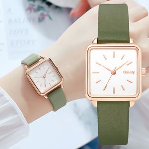Gaiety Uhr großhandel-Fracht Marke Mode Frauen Uhr Einfaches Quadratisches Lederband Armband Damen Uhren Quarz Armbanduhr Weibliche Uhr Dropshipping