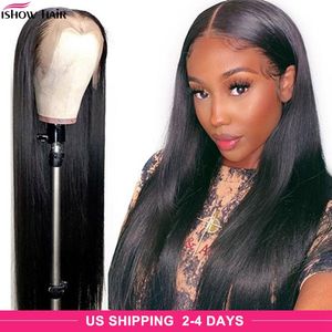 Ishow Transparente Renda Front Wigs 131 T Laço Peça Peruca Perucas De Cabelo Humano Reto Perucas Peruano Peruano Peruca Perucas Frontais De Água Corporal