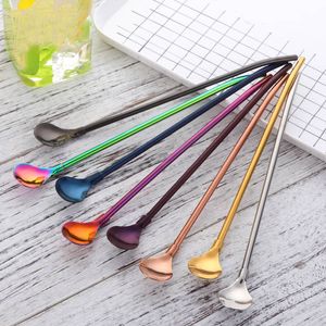 304 Stainless Steel Straw Spoon Dual Restaurant Drinking Bar Tools Free DHL HH21-848