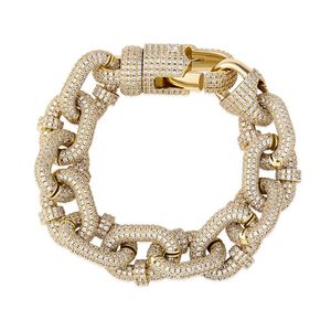 Bling 17 mm Bling Cuban Link Bransoletka Bransoletka Bransoletka dla mężczyzn i kobiet Wysokiej jakości mikro zamocowanie łańcuchów krawężników lodowych z cyrkonu sześciennego CZ Stone Mens Biżuter