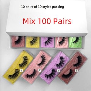 Eye lash false eyelashes eyelash extension 100 pairs a lot color bottom card 3d mink eyelash natural long fake hand made makeup m1-m10 styles