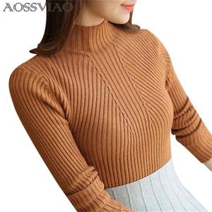 Rollkragenpullover Frauen Mode Herbst Winter Schwarz Tops Gestrickte Pullover Langarm Jumper Pull Femme Kleidung 210914