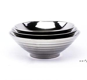 304 스테인레스 스틸 그릇 20cm 대형 더블 레이어 쌀 국수 수프 그릇 가족 레스토랑을위한 음식 용기 JJF12902