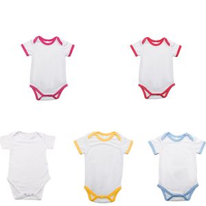 DIY Textile Sublimation Blanks Baby Jumpsuits White Contton Girl Spädbarn Romper Värmeöverföring Utskrifter Toddler Boende Bodysuiter Termiska Tryck på Outfit Mix Storlekar