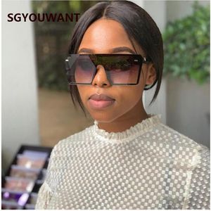 Wholesale top celebrity sunglasses for sale - Group buy Sunglasses SGYOUWANT Flat Top Square Celebrity Oversize Women Gradient Glasses Men Brand Designer Eyewear Female Gafas De Sol