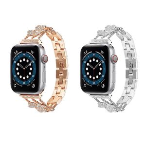 Apple Watch Serisi için Bling Alaşım Elmas Rhinestone Band 6 5 4 3 2 1 SE Bilek Kayışı