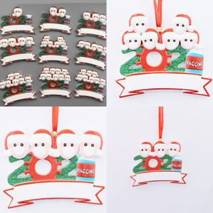 Christmas Birthday Party Decoration Pendant 2021 Quarantine Family Of 4 Ornament Pandemic With Face Masks Hand Sanitized