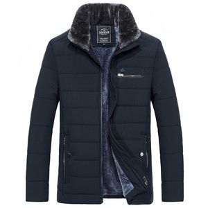 남자의 따뜻한 재킷 겨울 파카 모피 칼라 윈드 브레이커 면화 패딩 된 Anorak 두꺼운 검은 코트 남성 캐주얼 가을 양털 남자 211129