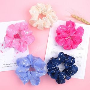 Sweet Shiny Star Chiffon Cabelo Scrunchies Elástico Borracha Cabelo Bandas Titular De Cabelo Mulheres Menina Candy Cor Macio Acessórios De Cabelo Macio