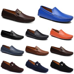 Leder Doudou Herren Casual Fahrschuhe Atmungsaktive weiche Sohle Light Tans Schwarz Marineblau Weiß Blau Silber Gelb Grau Schuhe All-Match Outdoor Cross-Border