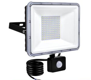 20 W Czujnik ruchu LED Flood Lights Outdoor Floodlight 100/50/30 / 10W PIR Lampa indukcyjna Inteligentna światło 6000K Cool White Super Bright Waterproof