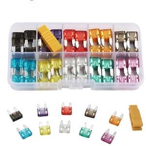 120pcs Small Size Blade Car Fuses Reparationssatsverktyg för Auto Cars Truck Vehicle Parts tillbehör 2/3/5 / 7.5 / 10/15/20 / 25/30 / 35a Säkring med plastlåda