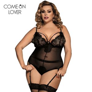 Ciało Femme Sexy Teddy Sheer Mesh Lady Body Plus Size Przezroczyste Seksowne Body Koronki Kobiety Body Garnitur Repers Re 80266 210720