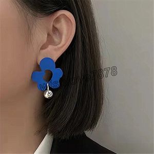 Koreanische blaue Bowknot baumeln ohrringe modisch joker süße geometrie blumen tropfen ohrringe mädchen schmucksgeschenk