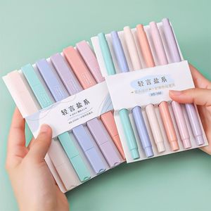 Reforçadores 6 Pçs / Conjunto de Cor de Duas Cabeças Cores de Luz Kawaii Marcador de Kawaii DIY PO Diário Student Stationery