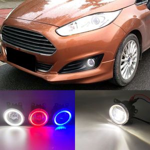 2 funkcje Auto LED DRL Daytime Runging Light for Ford Fiesta 2009 - 2014 2016 2016 2016 Anioła Eye Eye Lampa Fog światło mgły