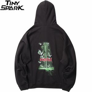 Hip Hop Hoodies Kazak Streetwear Kelebek Kolayak Kaktüs Erkekler Harajuku Kazak Hoodie Kış Polar Pamuk 210813