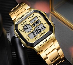 2021 S8011 Новое Прибытие Мода квадратная Стальная полоса мужские часы бизнес электронные цифровые наручные часы