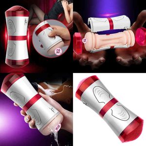 NXY Sex Masturbators Toys for Men Cup Real Vagina Bocca Figa Realistico Double Head Endurance Exercise 220127