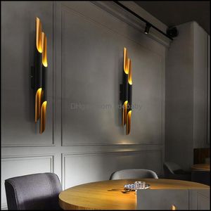 Wall Lamp Home Deco El Supplies & Garden Modern Design Delightfl Coltrane Black Gold Inclined Light Up Down Aluminum Pipe Lights Drop Delive