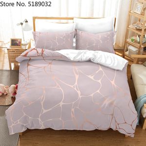 3D Print Geometric Bedding set Marble Comforter Cover Pillowcase Single Double Full Queen Girls Bed Cover Bedspread 2/3 Piece 210309