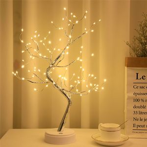 LED Drzewo Lampa USB Drzewo Ognia Srebrny Kwiat Drzewo Światło Z Przełącznikiem Dotykowym Dla Domu Kryty Wedding Party Bar Bożenarodzeniowa Dekoracja