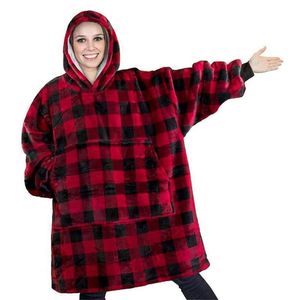 Flannel Hoodie Blanket Warm Soft Robe Sweatshirt Pullover Velvet Thick Blanket One Size Fits Men Women Hoodies Coats