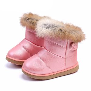 Bebê inverno bebê botas de neve sapatos aquecido macio macio meninos meninos meninas botas de couro inverno bota de neve crianças sapatos 210312