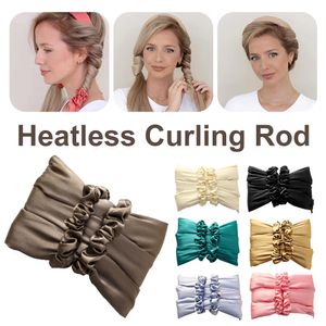Tjej Sova Curling Rod Headband Heatless Hair Curlers No Heat Curls Soft Ribbon Hair Rollers DIY Hairs Styling Tools