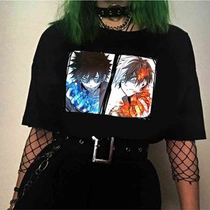 Erkek gömlek HARAJUKU T-shirt Erkekler Anime T Gömlek Benim Kahraman Academia Dabi Shoto Todoroki Anime Tops Tees Y0526